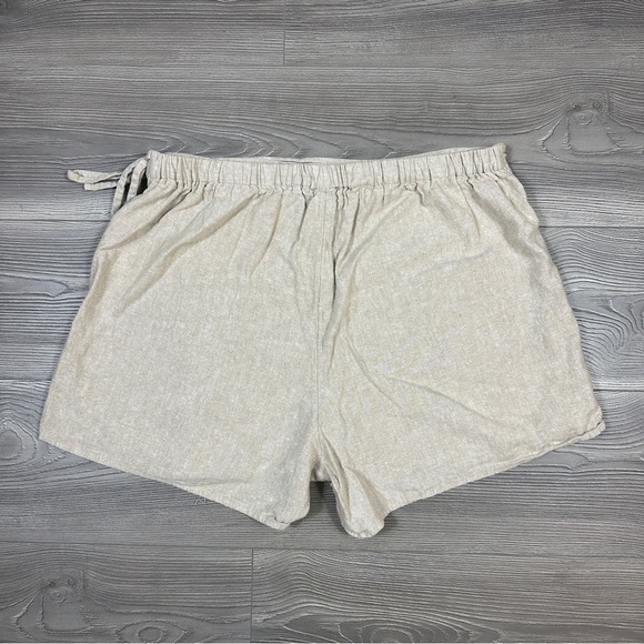 Beige Wrap Front Skort Shorts Mini Linen Look Tie Side Summer Resortwear - Picture 3 of 3